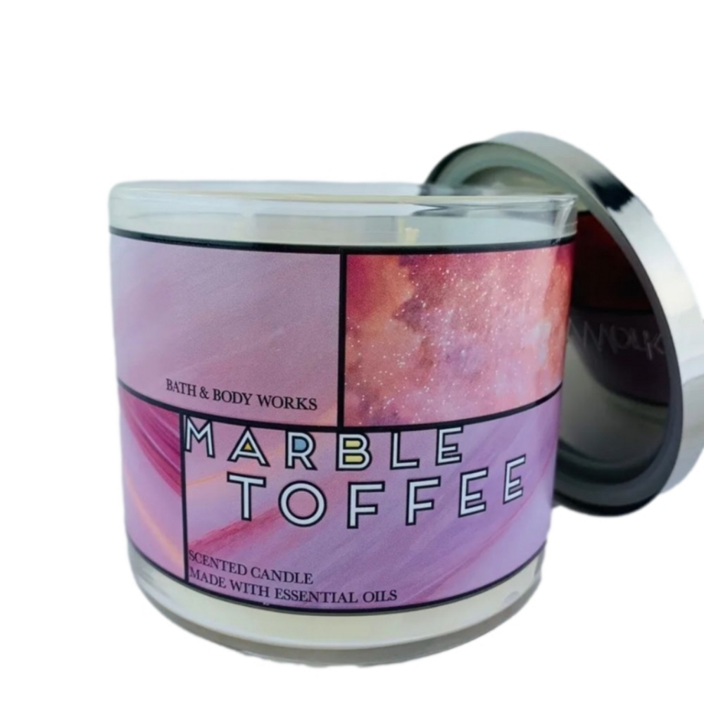 Bath and Body Works Marble Toffee 3-Wick Scented Candle Essential Oils - Picture 2 of 3